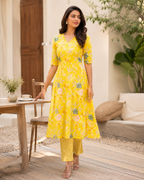 Sunshine Yellow Floral Kurta Pant Set