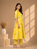 Sunshine Yellow Floral Kurta Pant Set
