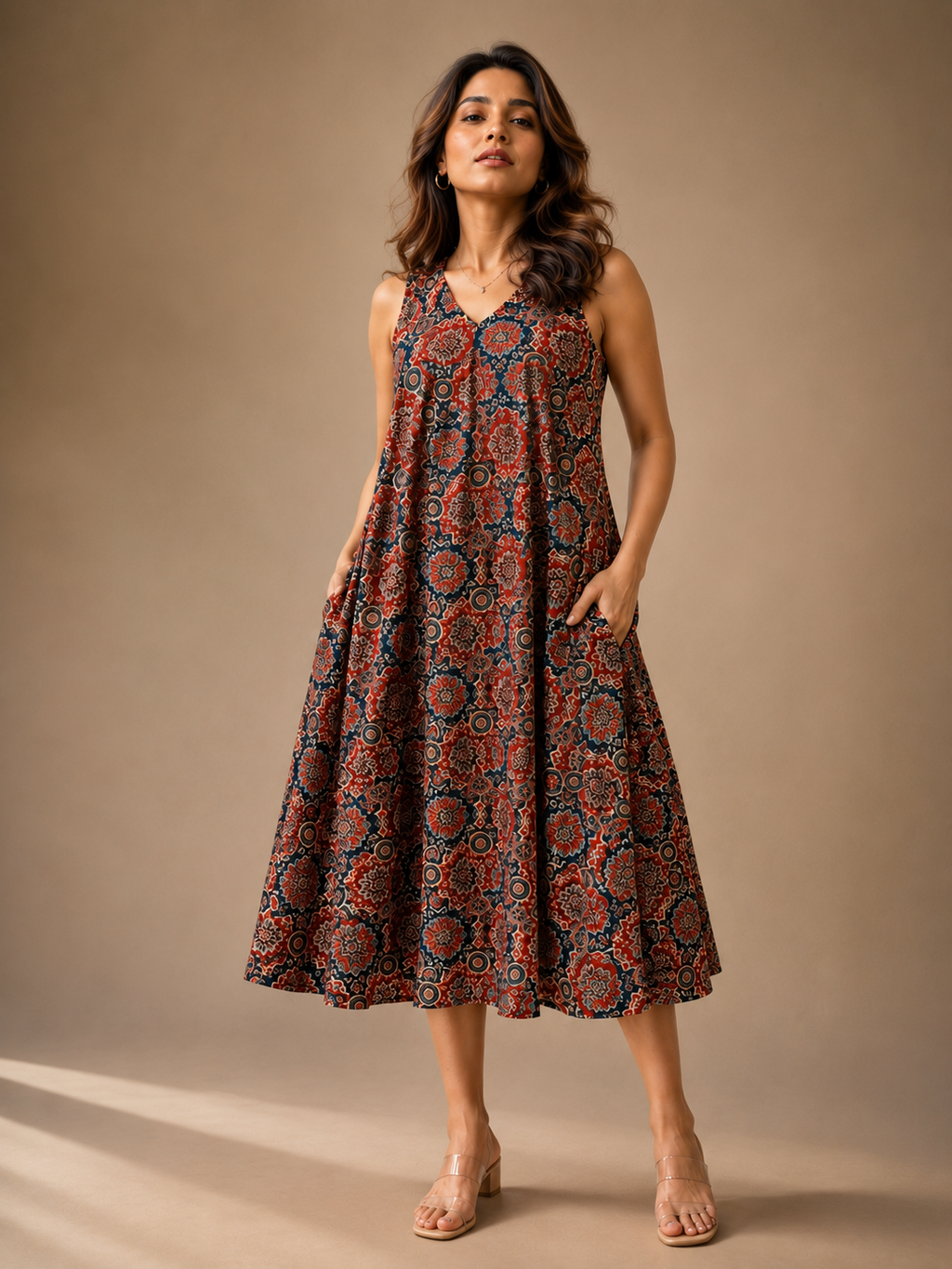 Indigo Bloom Umbrella Dress
