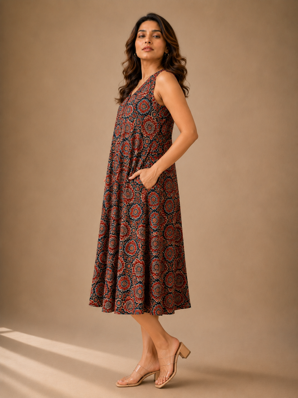 Indigo Bloom Umbrella Dress