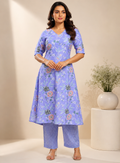 Lavender Floral Kurta Pant Set