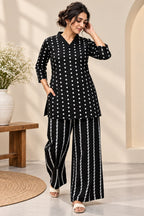 Black Flora Reyon Co-ord Set
