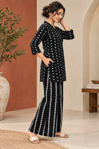 Black Flora Reyon Co-ord Set