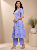Lavender Floral Kurta Pant Set
