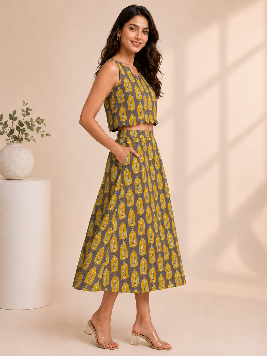 Mustard Muse Skirt Top Co-ord Set