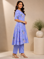 Lavender Floral Kurta Pant Set