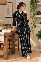Black Flora Reyon Co-ord Set