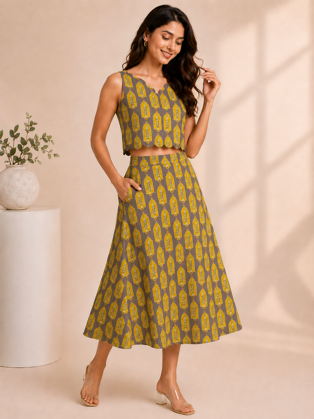 Mustard Muse Skirt Top Co-ord Set