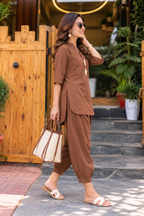Coffee Brown Linen Co-ord Set
