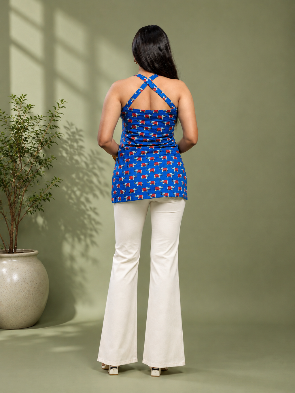 Blue Printed  Tunic Top