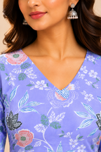 Lavender Floral Kurta Pant Set