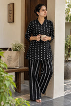Black Flora Reyon Co-ord Set