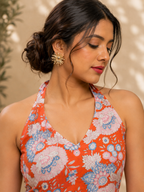 Tangerine Bloom Sleeveless Top