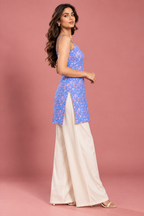 Lavender Print Tie-Back Top