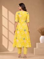 Sunshine Yellow Floral Kurta Pant Set