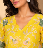 Sunshine Yellow Floral Kurta Pant Set