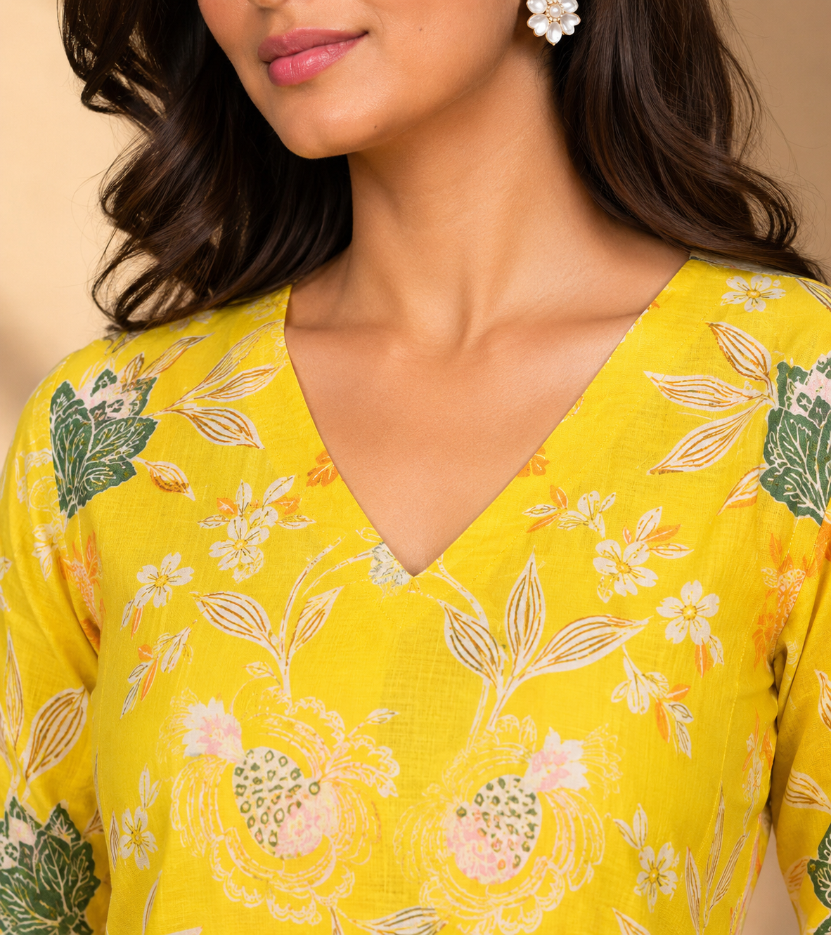 Sunshine Yellow Floral Kurta Pant Set