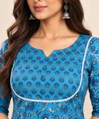 Blue Floral Kurta Pant Set