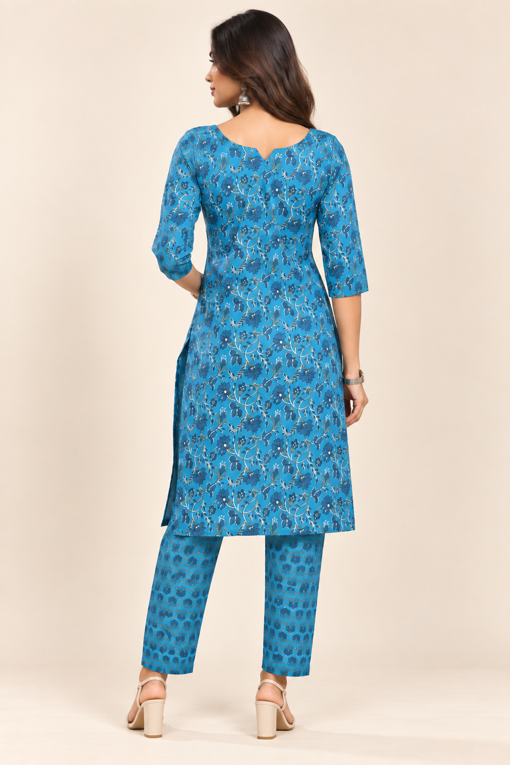 Blue Floral Kurta Pant Set