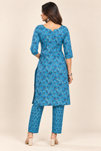Blue Floral Kurta Pant Set
