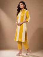 Mustard Ivory Printed Kurta Pant Set