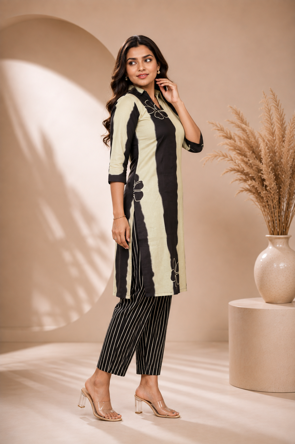 Black Ivory Printed Kurta Pant Set