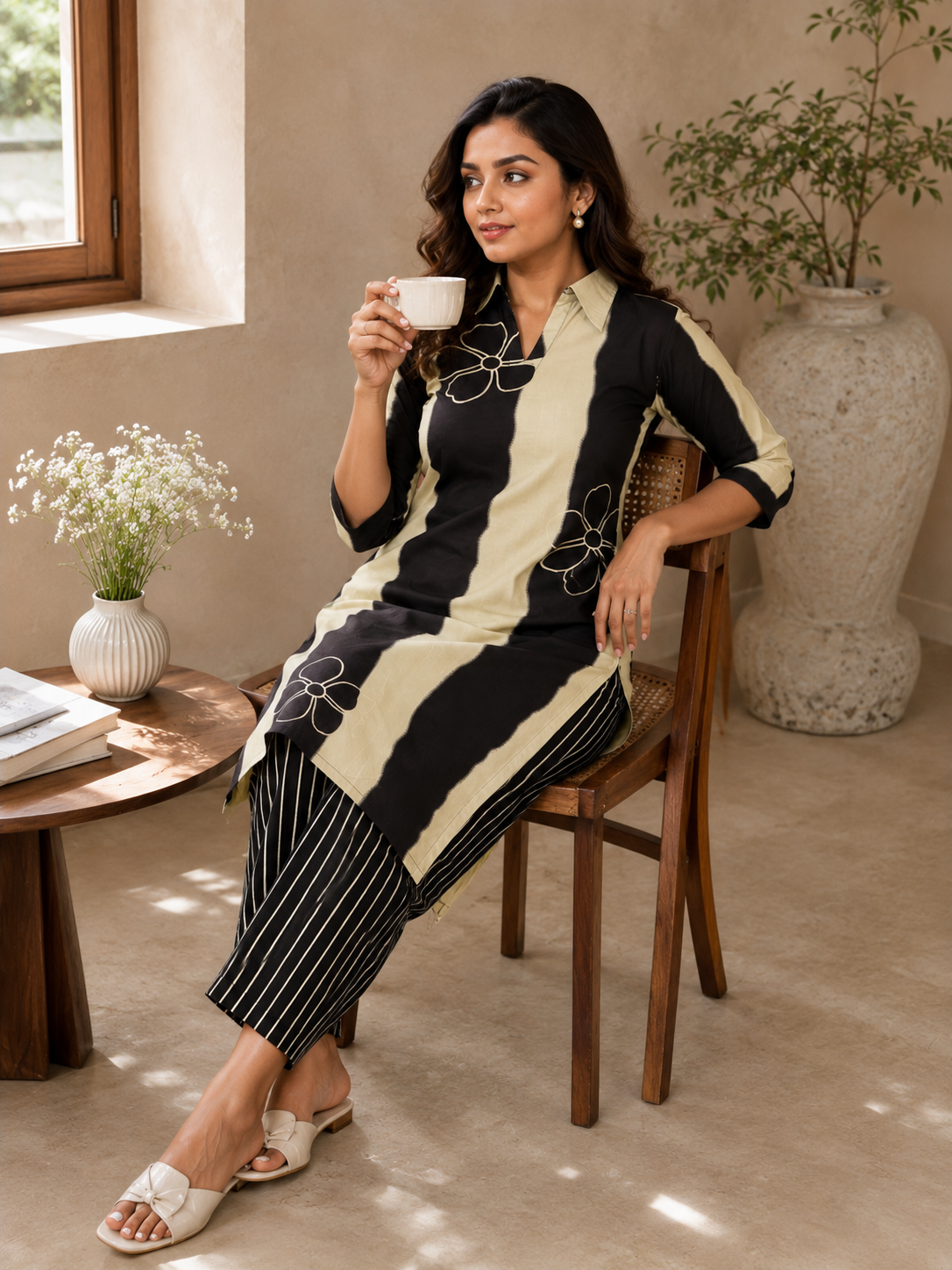 Black Ivory Printed Kurta Pant Set