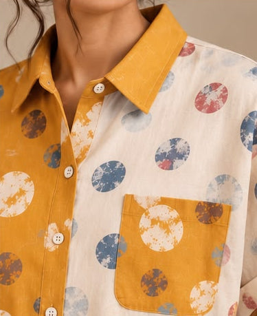 Mustard & Ivory Printed Shirt with Relaxed Pants